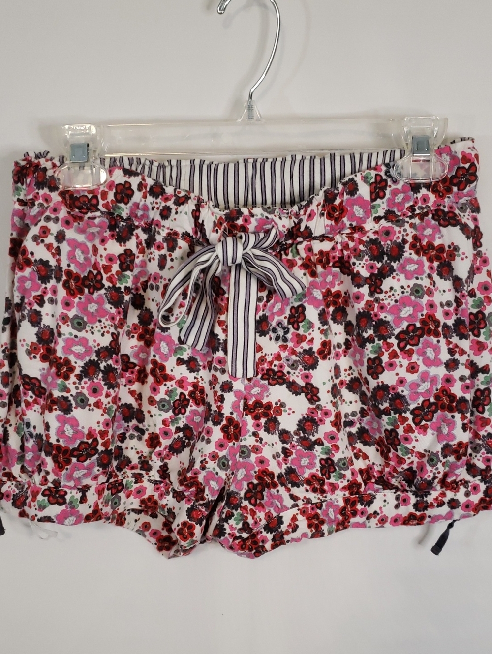 Kensie Pink Red Floral Drawstring Shorts
